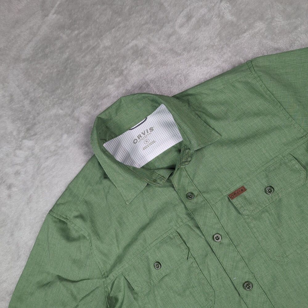 Orvis Mens M Green Vented Performance Fishing Shirt Button Down Utility